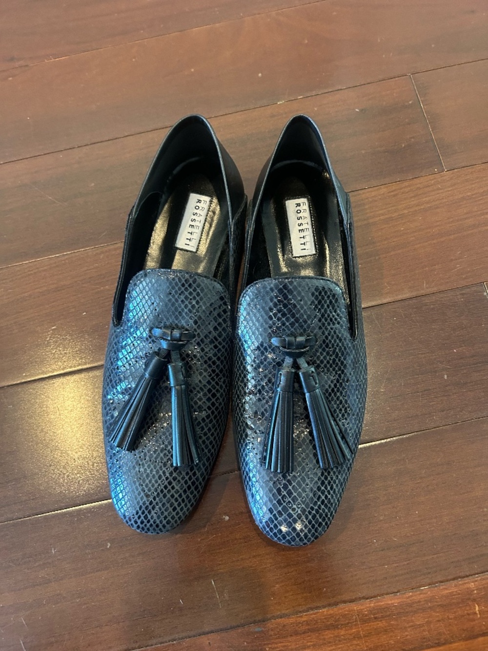 Fratelli Rossetti black textured leather loafers brand new never worn MINT